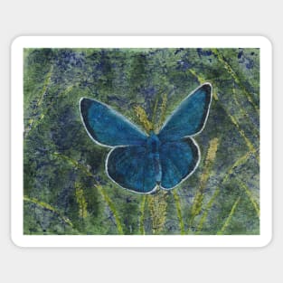 Blue Karner Butterfly Watercolor Batik Sticker